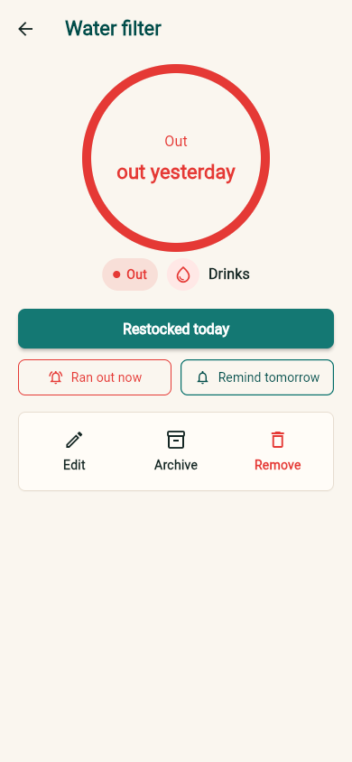 Repleta app screen in English